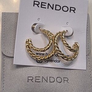 RENDOR "Victoria" Gold Twisted Hoop Earrings NWT